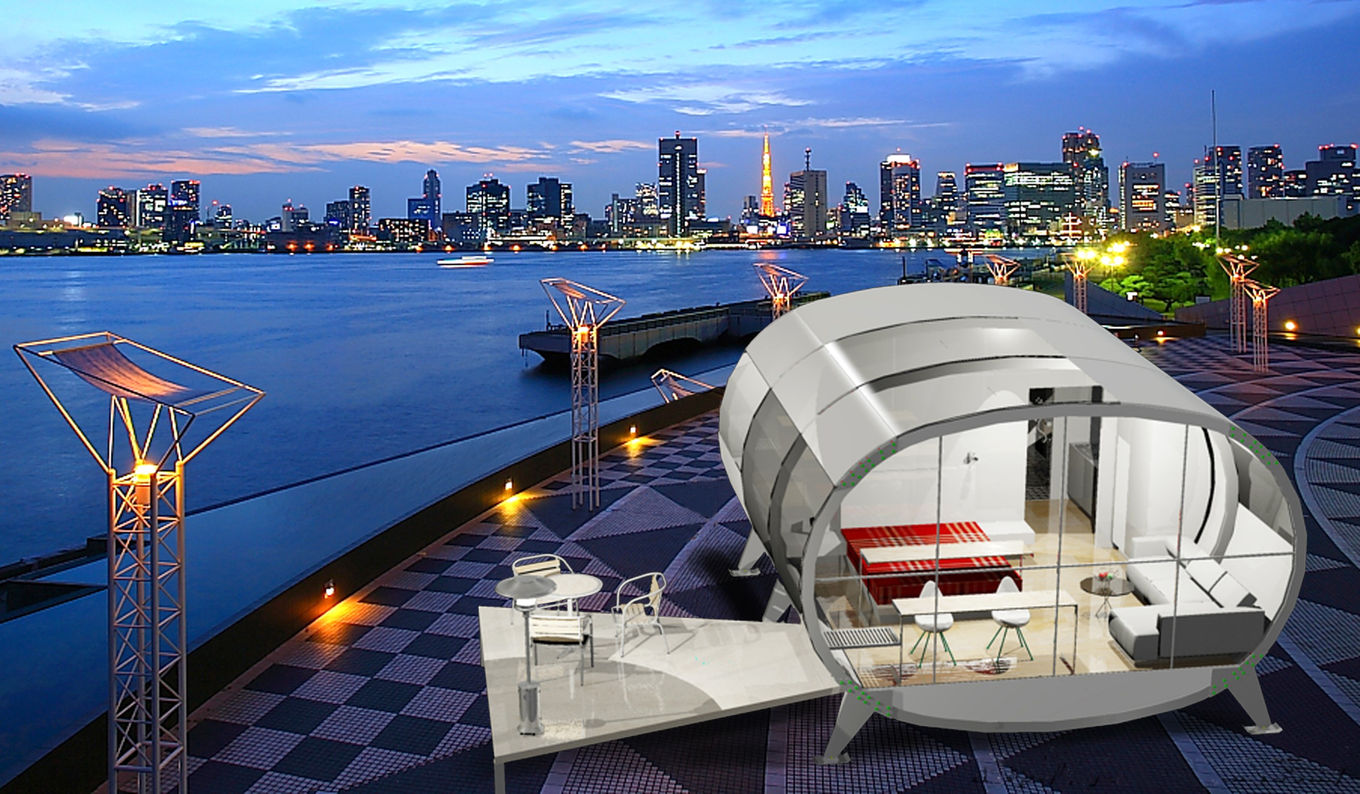 野荷塘移動式居所 - 東京膠囊住宅渲染圖