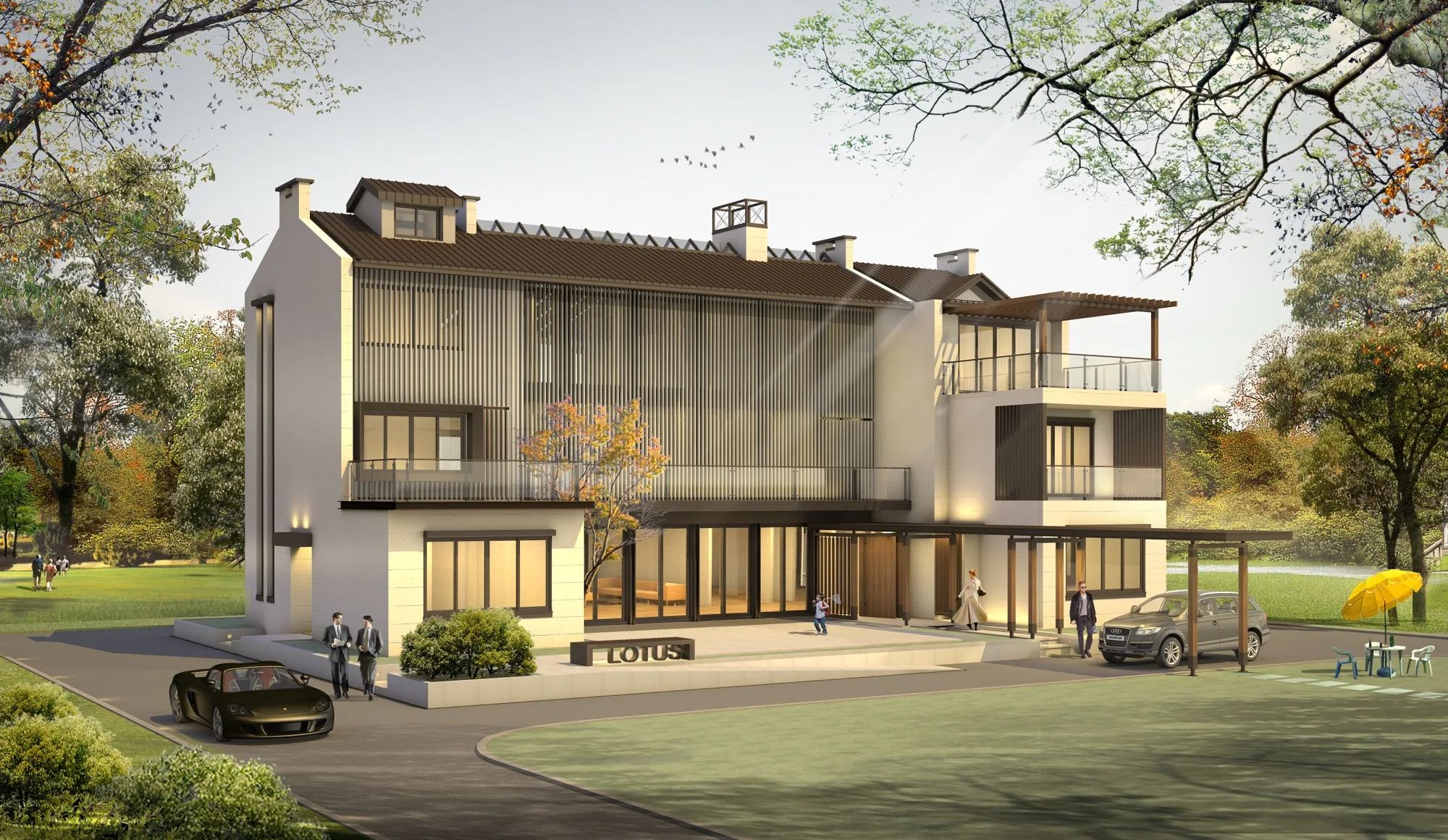 憬德建設聯合住宅開發案民宿建築正面透視圖
